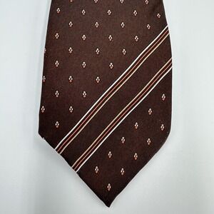 Vintage Lagerfeld Tie Mens Brown Geometric Stripe 100% Silk Made In Italy